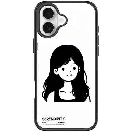 Sketching Style Curly Haired Girl Pattern Magnetic Phone Case, For iPhone 17 Pro Max, For iPhone 17 Pro, For iPhone 17, For iPhone Air