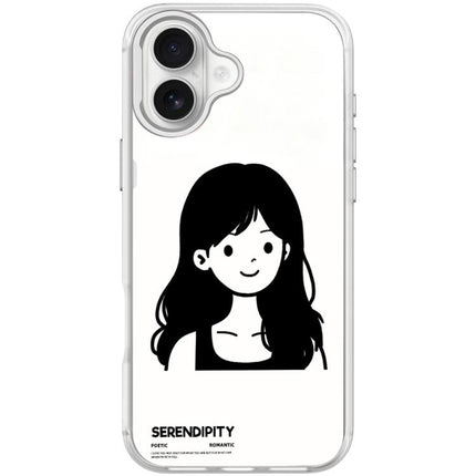 Sketching Style Curly Haired Girl Pattern Magnetic Phone Case, For iPhone 17 Pro Max, For iPhone 17 Pro, For iPhone 17, For iPhone Air
