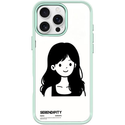 Sketching Style Curly Haired Girl Pattern Magnetic Phone Case, For iPhone 16 Pro Max, For iPhone 16 Pro, For iPhone 16 Plus, For iPhone 16