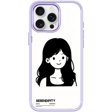 Sketching Style Curly Haired Girl Pattern Magnetic Phone Case, For iPhone 15 Pro Max, For iPhone 15 Pro