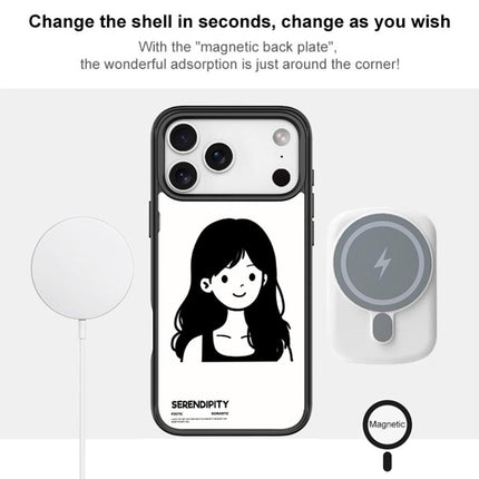 Sketching Style Curly Haired Girl Pattern Magnetic Phone Case, For iPhone 17 Pro Max, For iPhone 17 Pro, For iPhone 17, For iPhone Air