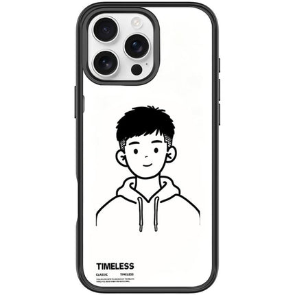 Sketch Hooded Boy Pattern Magnetic Phone Case, For iPhone 16 Pro Max, For iPhone 16 Pro, For iPhone 16 Plus, For iPhone 16