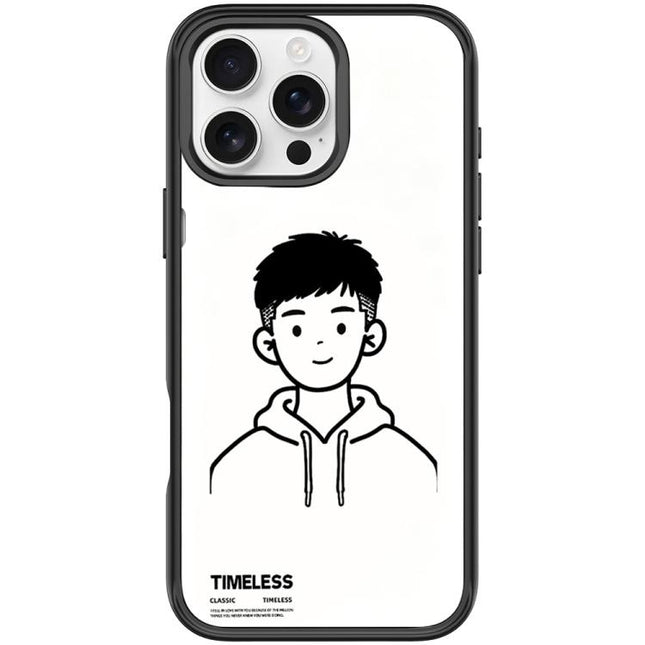 Sketch Hooded Boy Pattern Magnetic Phone Case, For iPhone 16 Pro Max, For iPhone 16 Pro, For iPhone 16 Plus, For iPhone 16