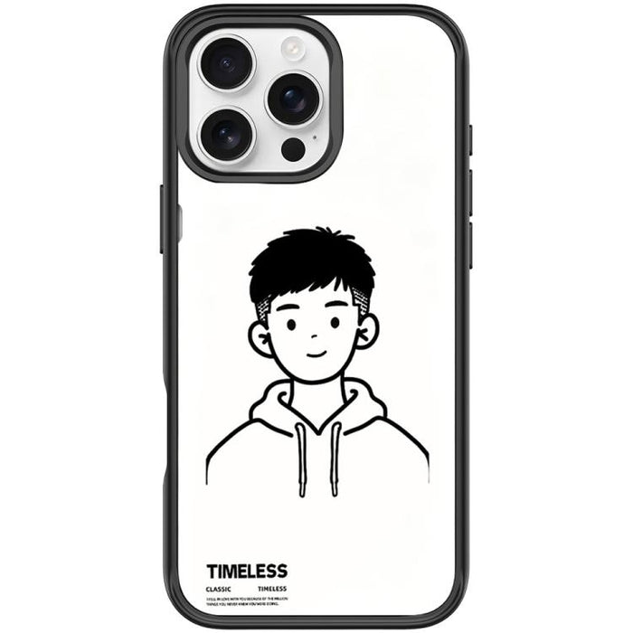 Sketch Hooded Boy Pattern Magnetic Phone Case, For iPhone 16 Pro Max, For iPhone 16 Pro, For iPhone 16 Plus, For iPhone 16