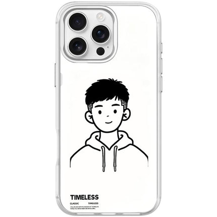 Sketch Hooded Boy Pattern Magnetic Phone Case, For iPhone 16 Pro Max, For iPhone 16 Pro, For iPhone 16 Plus, For iPhone 16