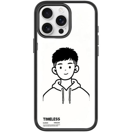 Sketch Hooded Boy Pattern Magnetic Phone Case, For iPhone 15 Pro Max, For iPhone 15 Pro