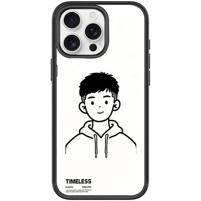 Sketch Hooded Boy Pattern Magnetic Phone Case, For iPhone 15 Pro Max, For iPhone 15 Pro