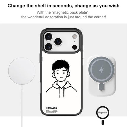 Sketch Hooded Boy Pattern Magnetic Phone Case, For iPhone 17 Pro Max, For iPhone 17 Pro, For iPhone 17, For iPhone Air