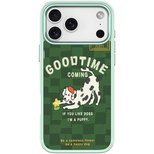 Adorable Flower Catching Dog Pattern Magnetic Phone Case, For iPhone 17 Pro Max, For iPhone 17 Pro, For iPhone 17, For iPhone Air
