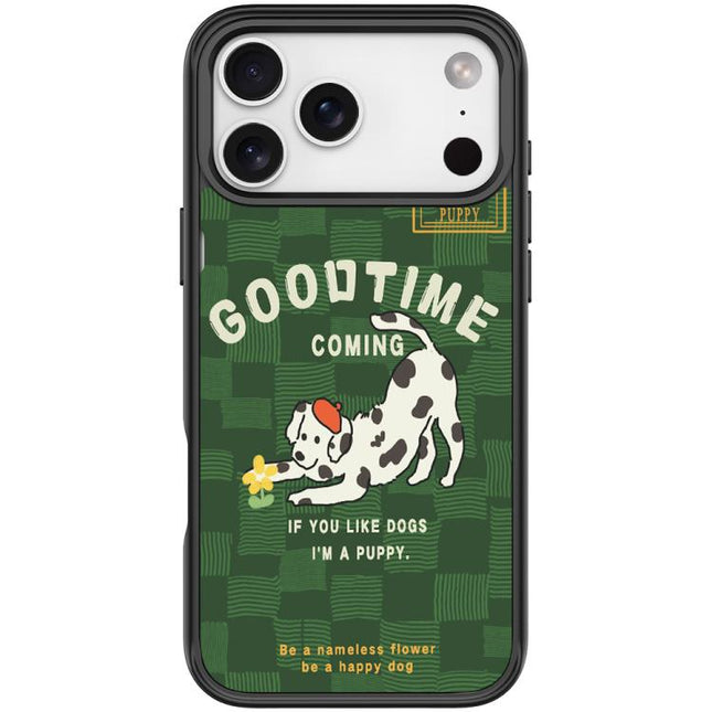 Adorable Flower Catching Dog Pattern Magnetic Phone Case, For iPhone 17 Pro Max, For iPhone 17 Pro, For iPhone 17, For iPhone Air
