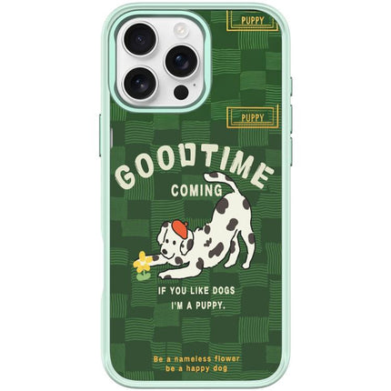 Adorable Flower Catching Dog Pattern Magnetic Phone Case, For iPhone 16 Pro Max, For iPhone 16 Pro, For iPhone 16 Plus, For iPhone 16