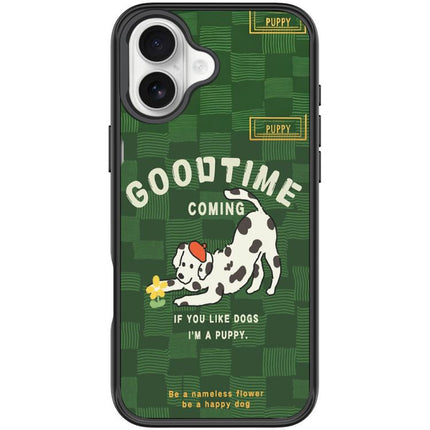 Adorable Flower Catching Dog Pattern Magnetic Phone Case, For iPhone 16 Pro Max, For iPhone 16 Pro, For iPhone 16 Plus, For iPhone 16