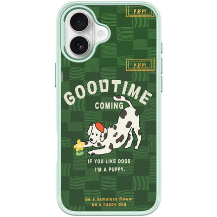 Adorable Flower Catching Dog Pattern Magnetic Phone Case, For iPhone 16 Pro Max, For iPhone 16 Pro, For iPhone 16 Plus, For iPhone 16