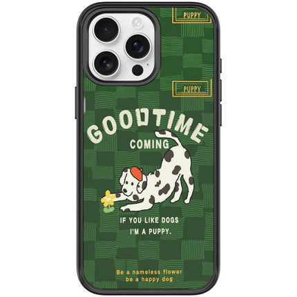 Adorable Flower Catching Dog Pattern Magnetic Phone Case, For iPhone 15 Pro Max, For iPhone 15 Pro