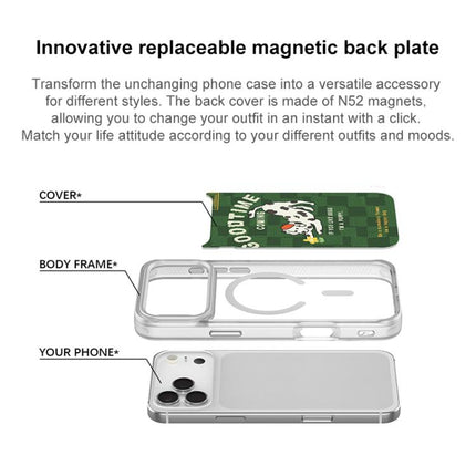 Adorable Flower Catching Dog Pattern Magnetic Phone Case, For iPhone 16 Pro Max, For iPhone 16 Pro, For iPhone 16 Plus, For iPhone 16