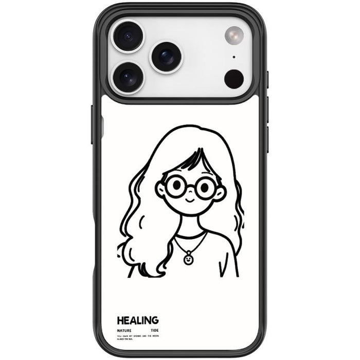 Sketch Quiet Girl Pattern Magnetic Phone Case, For iPhone 17 Pro Max, For iPhone 17 Pro, For iPhone 17, For iPhone Air