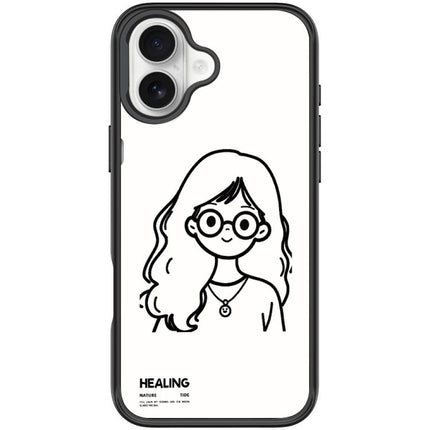 Sketch Quiet Girl Pattern Magnetic Phone Case, For iPhone 17 Pro Max, For iPhone 17 Pro, For iPhone 17, For iPhone Air