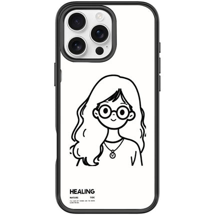 Sketch Quiet Girl Pattern Magnetic Phone Case, For iPhone 16 Pro Max, For iPhone 16 Pro, For iPhone 16 Plus, For iPhone 16
