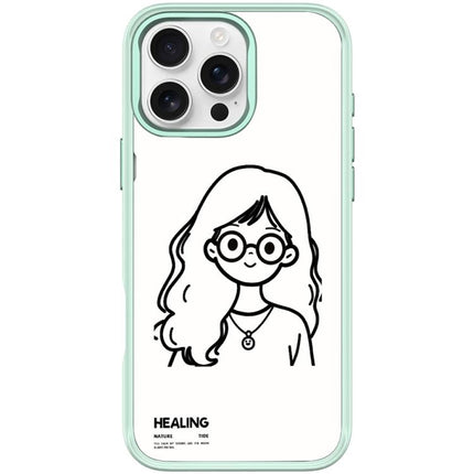 Sketch Quiet Girl Pattern Magnetic Phone Case, For iPhone 16 Pro Max, For iPhone 16 Pro, For iPhone 16 Plus, For iPhone 16