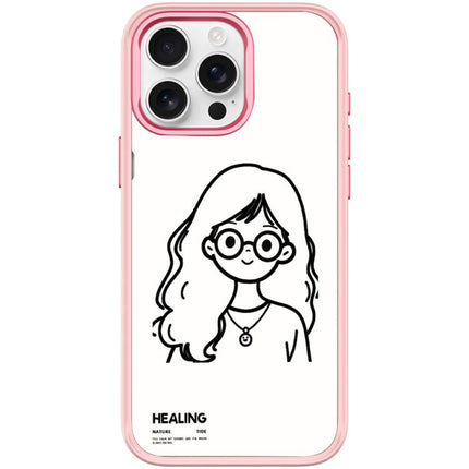 Sketch Quiet Girl Pattern Magnetic Phone Case, For iPhone 15 Pro Max, For iPhone 15 Pro