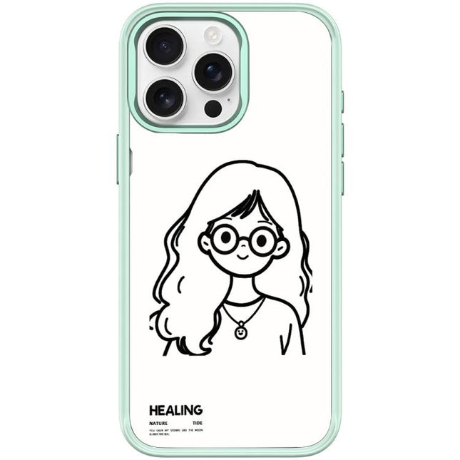 Sketch Quiet Girl Pattern Magnetic Phone Case, For iPhone 15 Pro Max, For iPhone 15 Pro