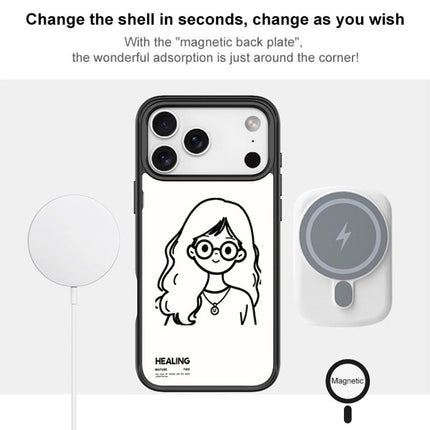 Sketch Quiet Girl Pattern Magnetic Phone Case, For iPhone 17 Pro Max, For iPhone 17 Pro, For iPhone 17, For iPhone Air