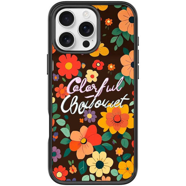 Colorful Flowers Pattern Magnetic Phone Case, For iPhone 16 Pro Max, For iPhone 16 Pro, For iPhone 16 Plus, For iPhone 16