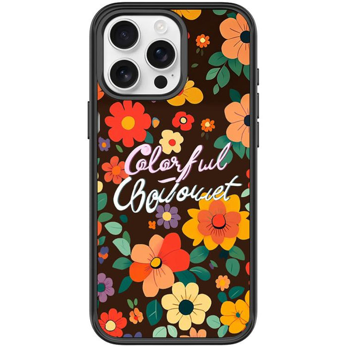 Colorful Flowers Pattern Magnetic Phone Case, For iPhone 15 Pro Max, For iPhone 15 Pro