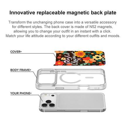 Colorful Flowers Pattern Magnetic Phone Case, For iPhone 15 Pro Max, For iPhone 15 Pro