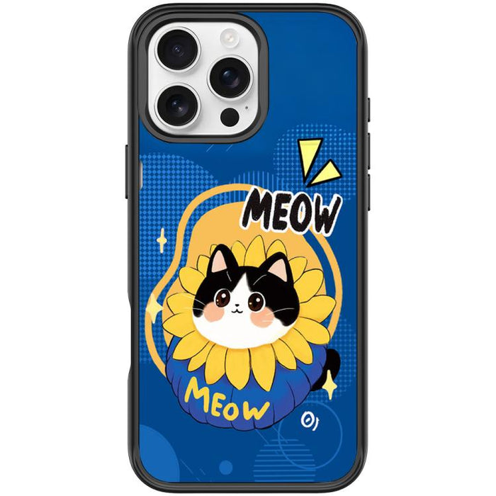 Adorable Little Blue Cat Pattern Magnetic Phone Case, For iPhone 16 Pro Max, For iPhone 16 Pro, For iPhone 16 Plus, For iPhone 16