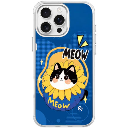 Adorable Little Blue Cat Pattern Magnetic Phone Case, For iPhone 16 Pro Max, For iPhone 16 Pro, For iPhone 16 Plus, For iPhone 16