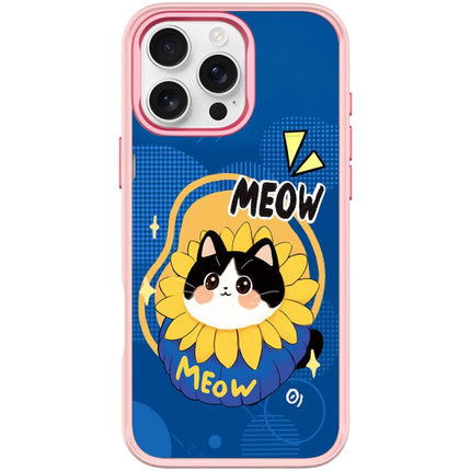 Adorable Little Blue Cat Pattern Magnetic Phone Case, For iPhone 16 Pro Max, For iPhone 16 Pro, For iPhone 16 Plus, For iPhone 16