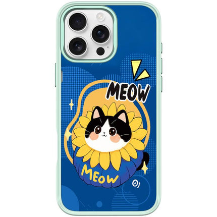 Adorable Little Blue Cat Pattern Magnetic Phone Case, For iPhone 16 Pro Max, For iPhone 16 Pro, For iPhone 16 Plus, For iPhone 16