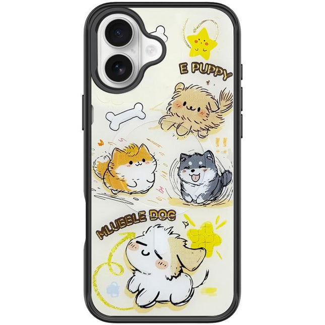 Adorable Whirlwind Dog Pattern Magnetic Phone Case, For iPhone 16 Pro Max, For iPhone 16 Pro, For iPhone 16 Plus, For iPhone 16