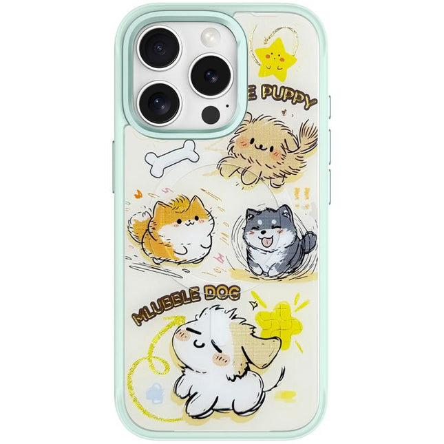 Adorable Whirlwind Dog Pattern Magnetic Phone Case, For iPhone 15 Pro Max, For iPhone 15 Pro