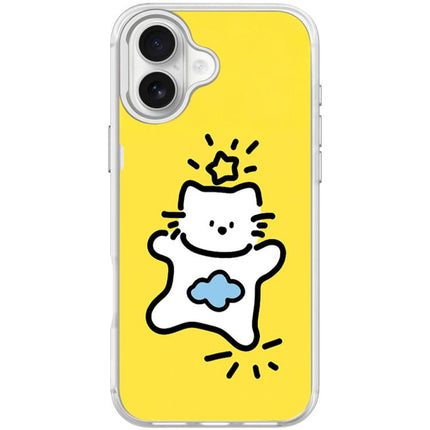 Adorable Stars Cloud Cat Pattern Magnetic Phone Case, For iPhone 16 Pro Max, For iPhone 16 Pro, For iPhone 16 Plus, For iPhone 16