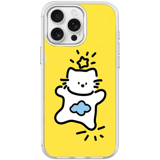 Adorable Stars Cloud Cat Pattern Magnetic Phone Case, For iPhone 15 Pro Max, For iPhone 15 Pro