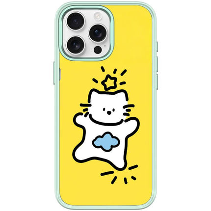 Adorable Stars Cloud Cat Pattern Magnetic Phone Case, For iPhone 15 Pro Max, For iPhone 15 Pro