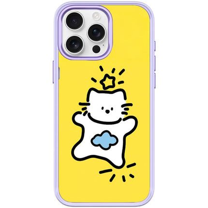 Adorable Stars Cloud Cat Pattern Magnetic Phone Case, For iPhone 15 Pro Max, For iPhone 15 Pro