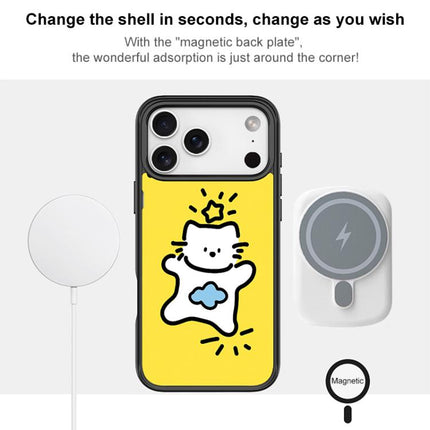 Adorable Stars Cloud Cat Pattern Magnetic Phone Case, For iPhone 16 Pro Max, For iPhone 16 Pro, For iPhone 16 Plus, For iPhone 16