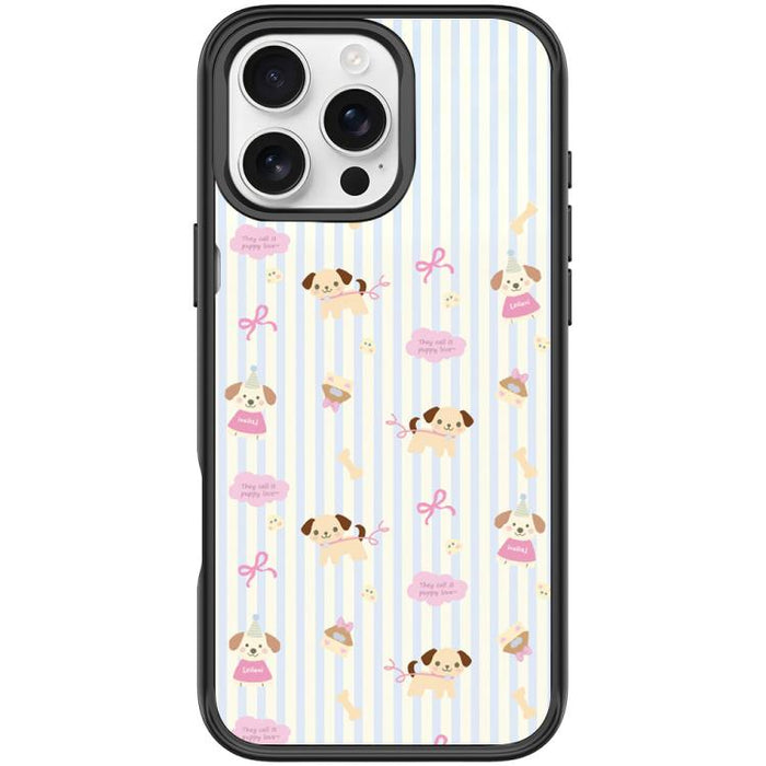 Vertical Stripes Dog Pattern Magnetic Phone Case, For iPhone 16 Pro Max, For iPhone 16 Pro, For iPhone 15 Pro Max, For iPhone 15 Pro