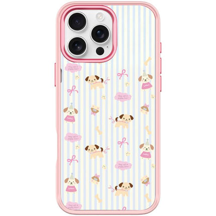 Vertical Stripes Dog Pattern Magnetic Phone Case, For iPhone 16 Pro Max, For iPhone 16 Pro, For iPhone 15 Pro Max, For iPhone 15 Pro