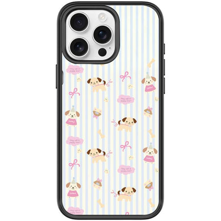 Vertical Stripes Dog Pattern Magnetic Phone Case, For iPhone 16 Pro Max, For iPhone 16 Pro, For iPhone 15 Pro Max, For iPhone 15 Pro