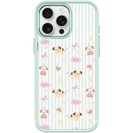 Vertical Stripes Dog Pattern Magnetic Phone Case, For iPhone 16 Pro Max, For iPhone 16 Pro, For iPhone 15 Pro Max, For iPhone 15 Pro