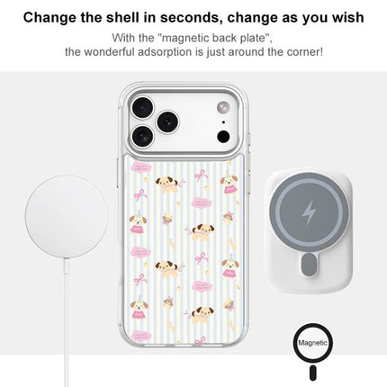 Vertical Stripes Dog Pattern Magnetic Phone Case, For iPhone 17 Pro Max, For iPhone 17 Pro, For iPhone 17, For iPhone Air