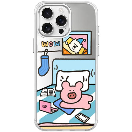 Adorable Little Pig Pattern Magnetic Phone Case, For iPhone 16 Pro Max, For iPhone 16 Pro, For iPhone 15 Pro Max, For iPhone 15 Pro