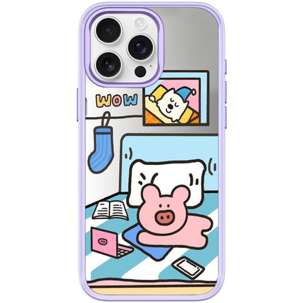 Adorable Little Pig Pattern Magnetic Phone Case, For iPhone 16 Pro Max, For iPhone 16 Pro, For iPhone 15 Pro Max, For iPhone 15 Pro