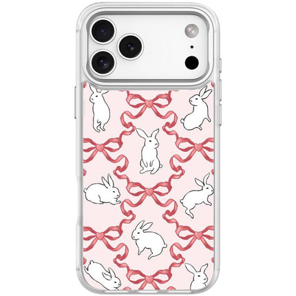 Butterfly Knot White Rabbit Pattern Magnetic Phone Case, For iPhone 17 Pro Max, For iPhone 17 Pro, For iPhone 17, For iPhone Air
