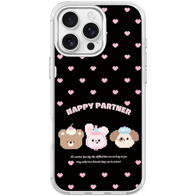 Happy Partner Pattern Magnetic Phone Case, For iPhone 16 Pro Max, For iPhone 16 Pro, For iPhone 15 Pro Max, For iPhone 15 Pro