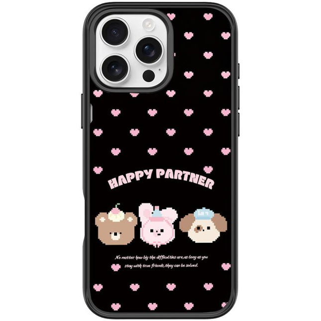 Happy Partner Pattern Magnetic Phone Case, For iPhone 16 Pro Max, For iPhone 16 Pro, For iPhone 15 Pro Max, For iPhone 15 Pro